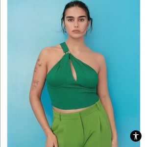 Zara gold buckle knit top